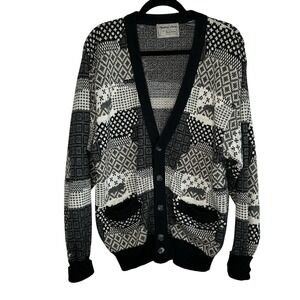 VTG Paul Smith Wool Blend Cardigan 2 Med Y2k Oversize Preppy Chunky Knit Grandpa